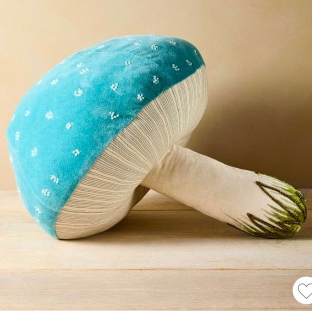 Whimsical Blue and Cream Polka Dot Accent Pillow
